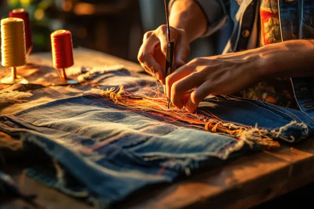 Comment réparer un jean troué au genou sans machine ?