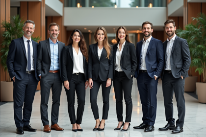 Groupe de professionnels dans un bureau moderne et élégant
