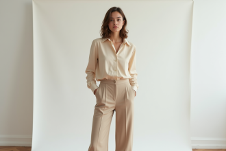 Jeune femme modèle en studio avec posture naturelle