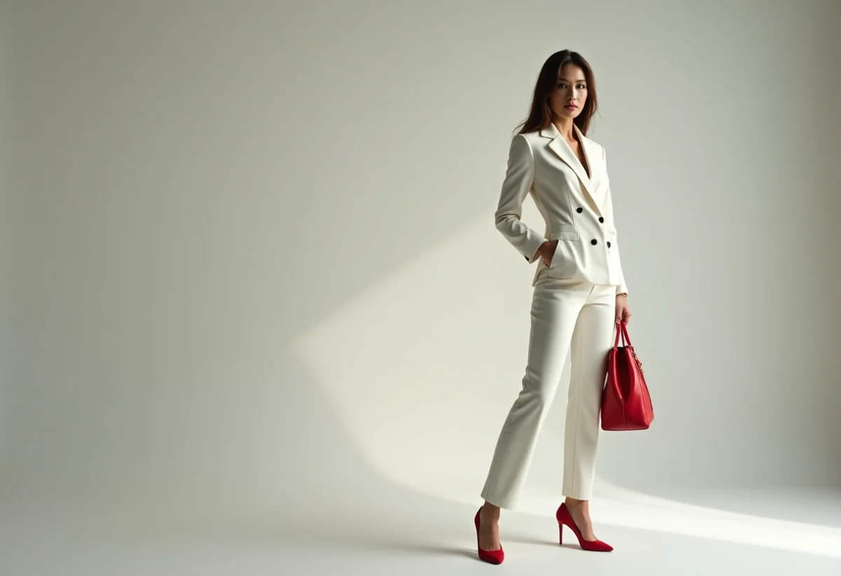 Accorder les accessoires avec un tailleur blanc pour femme